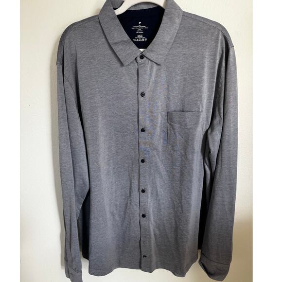 Fabletics Dash Men's Button Up Shirt Blue Size XXL Dress Shirt Athleisure 2XL - Picture 2 of 7